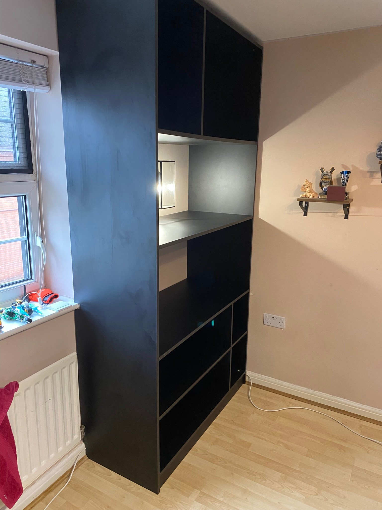 Bespoke black shelving and storage unit in Ipswich