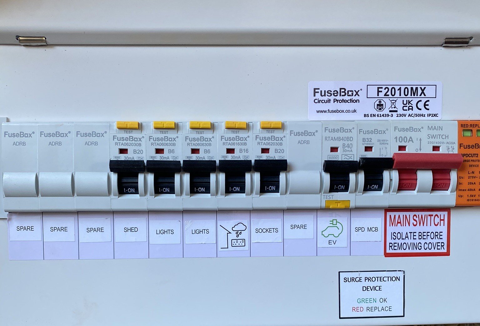 Garage consumer unit installation in Ipswich